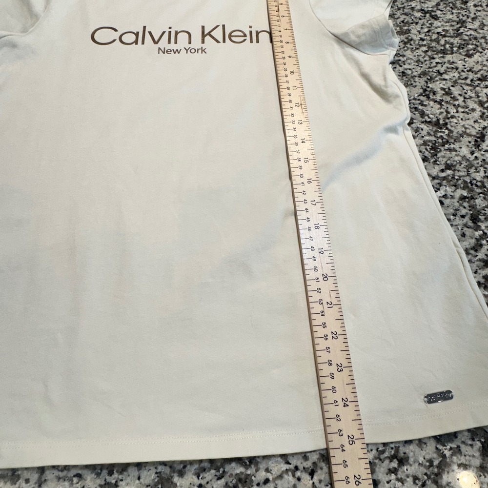 Calvin Klein Womens Cream Gold Foil Logo Graphic T-Shirt Size Large M2DHW836 - Picture 5 of 7